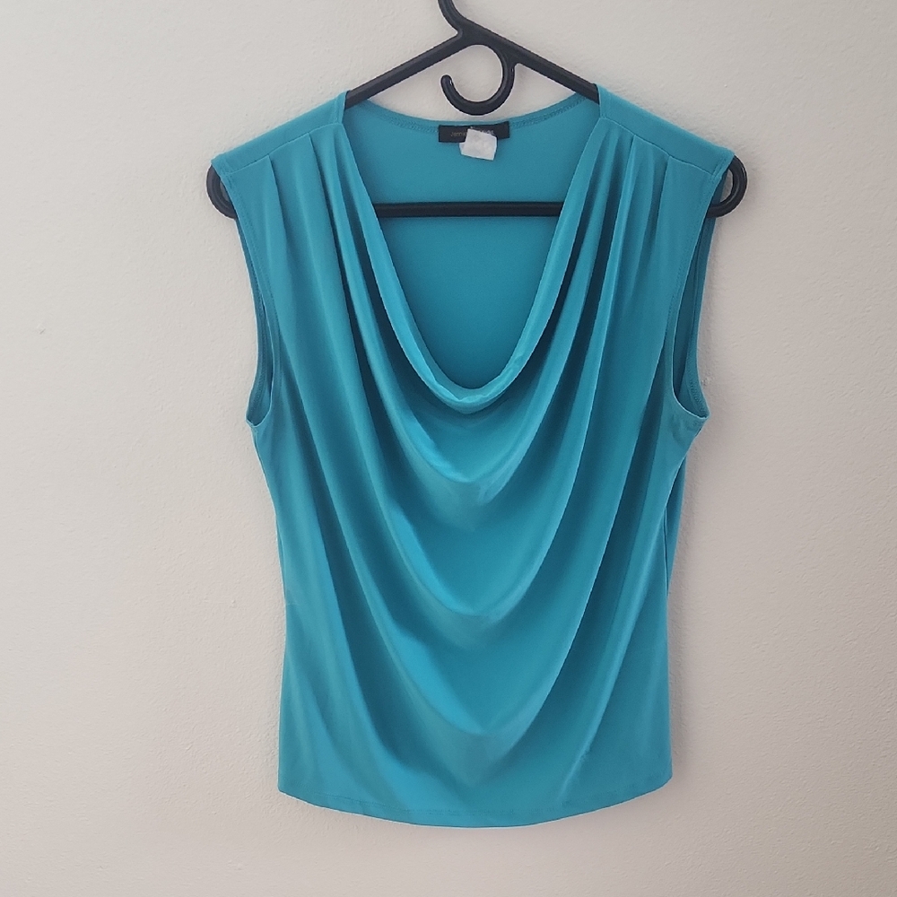 Jennie And Marlis Turquoise Sleeveless Draped Top